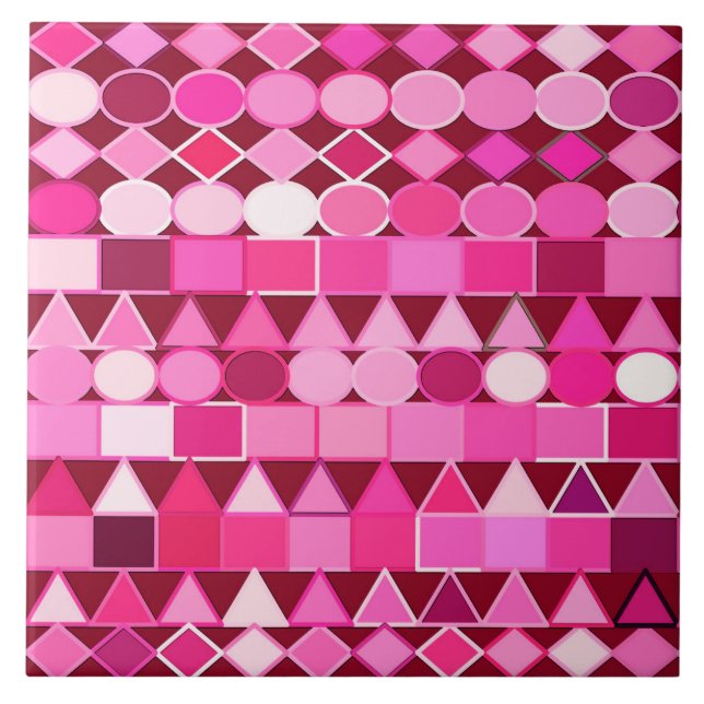 Modern Tribal Geometric, Burgundy and Pink Tile (Front)