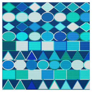 Modern Tribal Geometric, Denim Blues on Navy Fabric