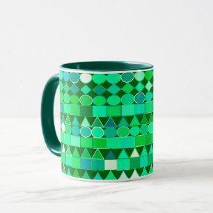 Modern Tribal Geometric, Emerald Green and Aqua Mug