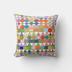 Modern Tribal Geometric, Multi Pastels on white Throw Pillow