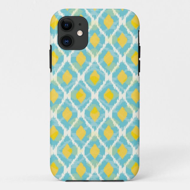 Modern tribal ikat blue yellow fashion Case-Mate iPhone case (Back)