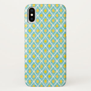 Modern tribal ikat blue yellow fashion Case-Mate iPhone case