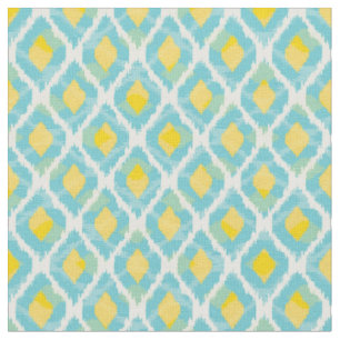Modern tribal ikat blue yellow fashion fabric