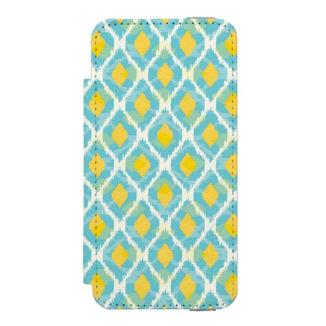 Modern tribal ikat blue yellow fashion incipio iPhone wallet case (Folio Front)