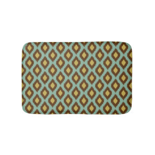 Modern tribal ikat blue yellow modern bath mat