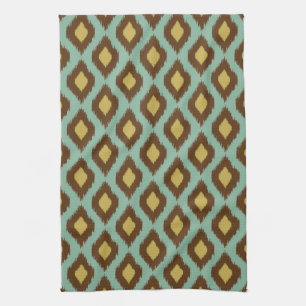 Modern tribal ikat blue yellow modern kitchen towel