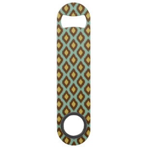 Modern tribal ikat blue yellow modern speed bottle opener