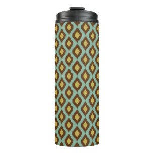 Modern tribal ikat blue yellow modern thermal tumbler