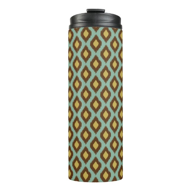 Modern tribal ikat blue yellow modern thermal tumbler (Front)