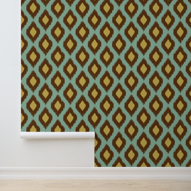 Modern tribal ikat blue yellow modern wallpaper (Application)