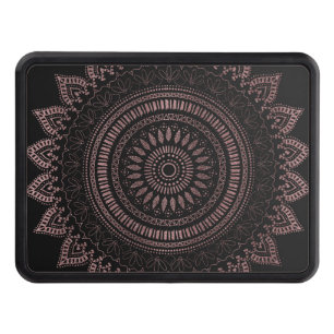 Modern tribal rose gold mandala design trailer hitch cover
