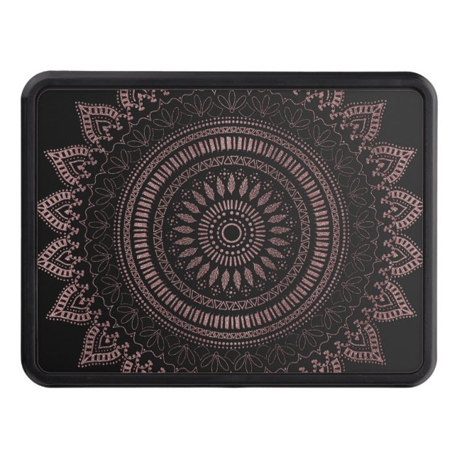 Modern tribal rose gold mandala design trailer hitch cover (Front)
