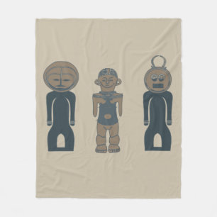 Modern tribal silhouette abstract face art fleece blanket