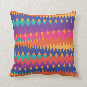 Modern Tribal ZigZag Vibrant Colours Throw Pillow