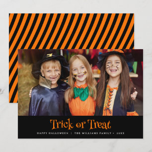 Modern Trick Or Treat Happy Halloween Photo Card