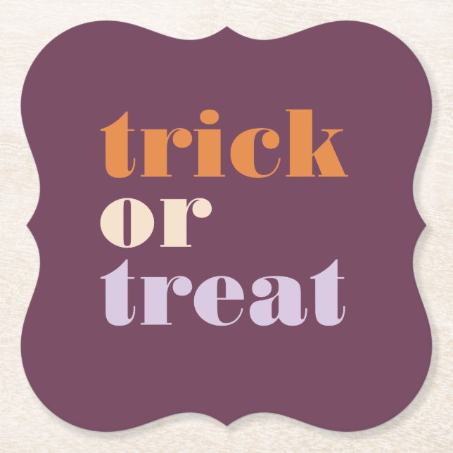 Modern Trick or Treat  Paper Coaster (Front)