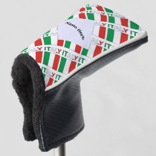 Modern Tricolore Name Here Italian Bandiera Tiled Golf Head Cover