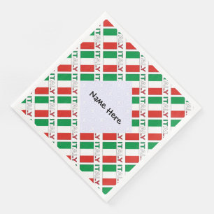Modern Tricolore Name Here Italian Bandiera Tiled Napkin