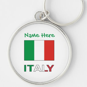 Modern Tricolore Name Here Italian Flag Keychain