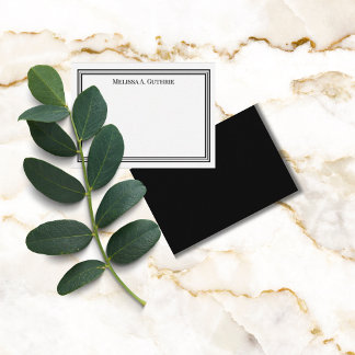 Modern Triple Border Elegant Personalized Black Card