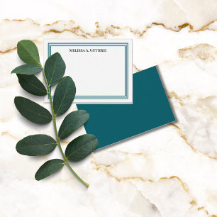 Modern Triple Border Elegant Personalized Teal Card