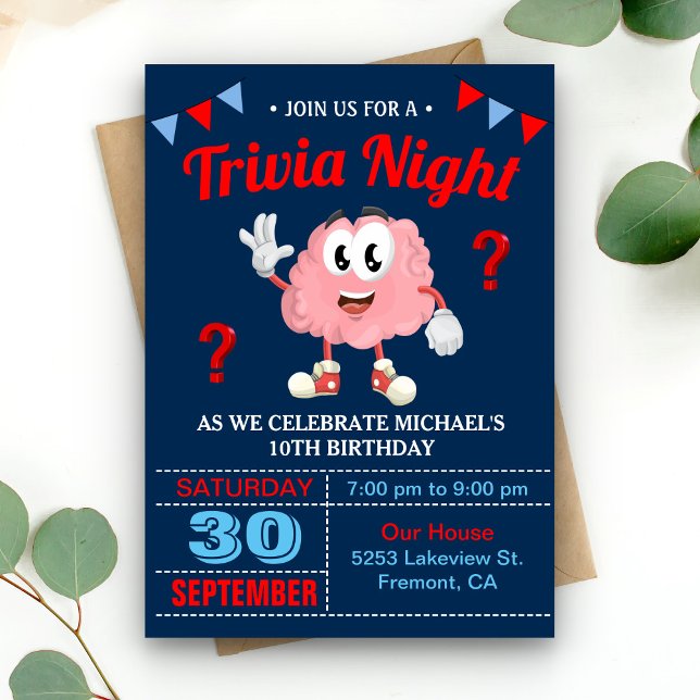 Modern Trivia Quiz Night Birthday Party Invitation (Creator Uploaded)