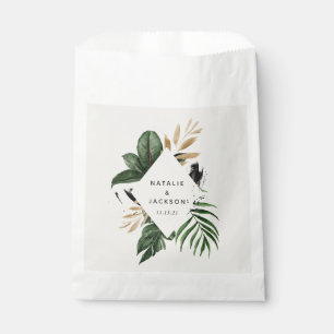 Modern tropical abstract painted wedding favour bag