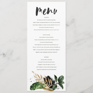 Modern tropical abstract painted wedding menu