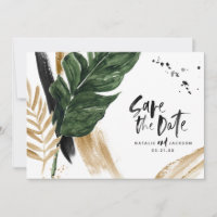 Modern tropical abstract painted wedding photo