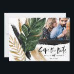 Modern tropical abstract painted wedding photo save the date<br><div class="desc">Modern tropical abstract painted wedding single photo save the date card. Part of a modern wedding collection.</div>