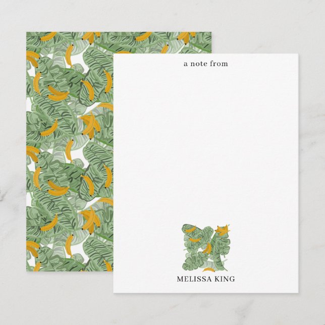 Modern Tropical Banana Greenery Custom Name Card (Front/Back)