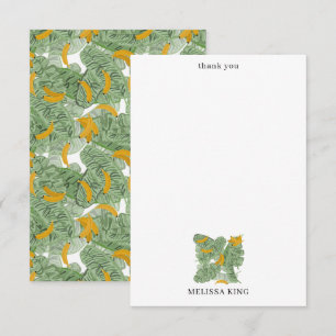 Modern Tropical Banana Greenery Custom Name Thank You Card