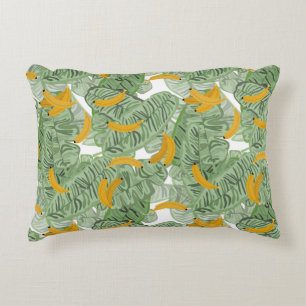 Modern Tropical Banana Greenery Pattern Accent Pillow