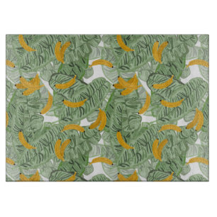 Modern Tropical Banana Greenery Pattern Cutting Board