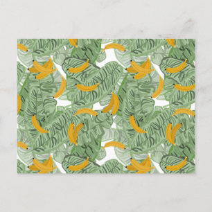 Modern Tropical Banana Greenery Pattern Holiday Postcard