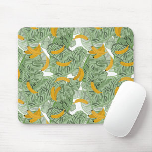 Modern Tropical Banana Greenery Pattern Mouse Pad