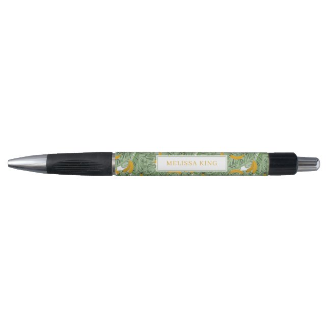 Modern Tropical Banana Greenery Pattern Travel Pen (Front)