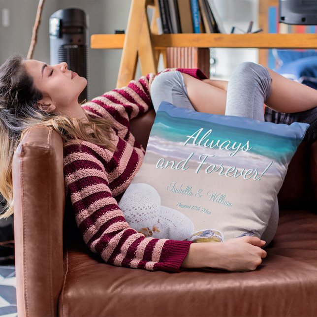 Modern Tropical Beach Always and Forever Throw Pillow (Creator Uploaded)