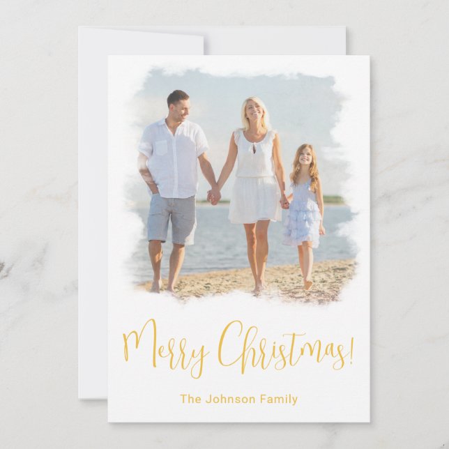 MODERN TROPICAL BEACH CHRISTMAS CARD FAMILY PHOTO (Front)
