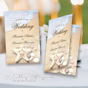 Modern Tropical Beach Folded Wedding Program