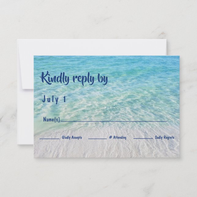 Modern Tropical Beach Ocean Reception RSVP Card (Front)