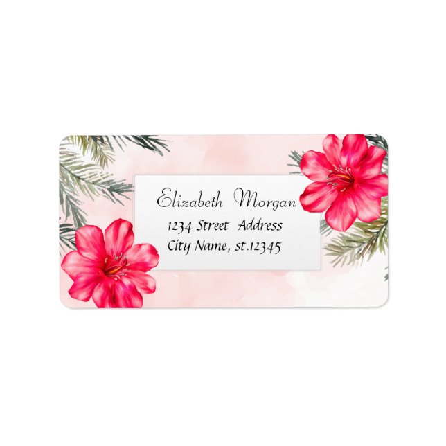 Modern Tropical Beach,Palm Leaves ,Hibiscus Label (Front)