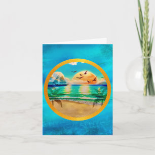 Modern Tropical Beach Palm Trees Sunset Vacation Note Card