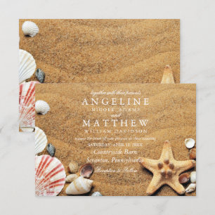 Modern Tropical Beach Starfish Sea Wedding Card