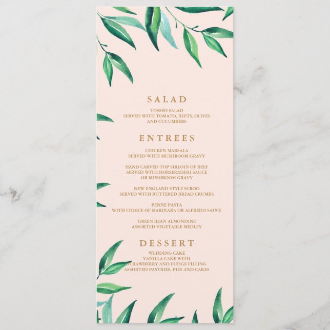 Modern Tropical Beach Wedding Menu (Front)