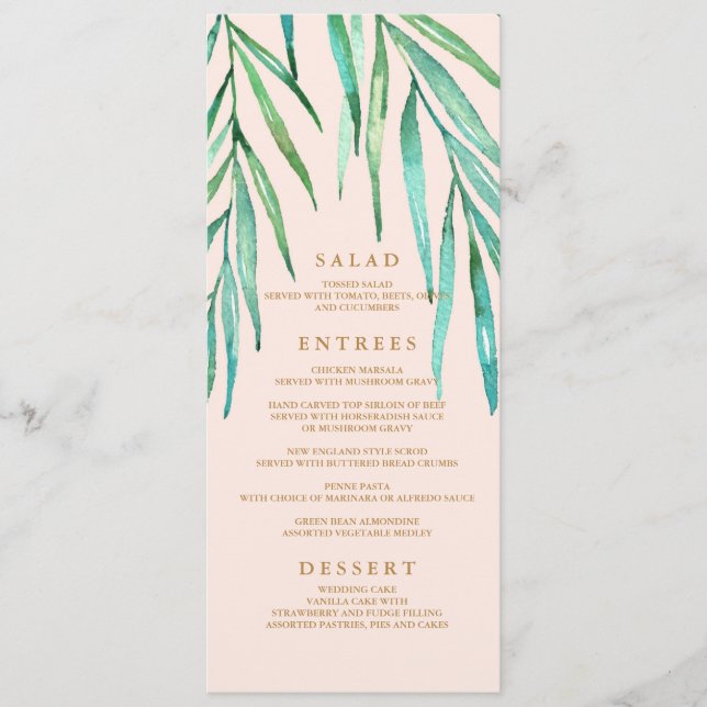 Modern Tropical Beach Wedding Menu (Front)