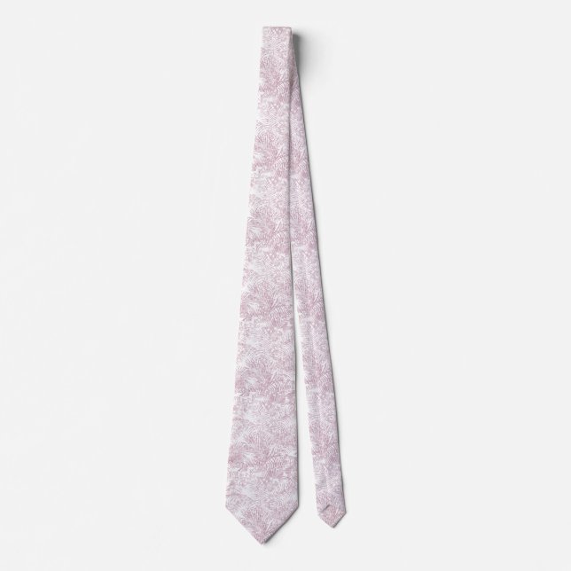 Modern tropical blush pink faux glitter palm tree tie (Front)