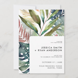 Modern Tropical Botanical Wedding Invitation