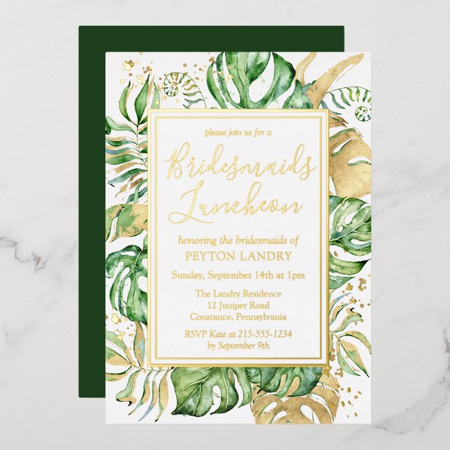 Modern Tropical Bridesmaids Luncheon Gold (Front/Back)