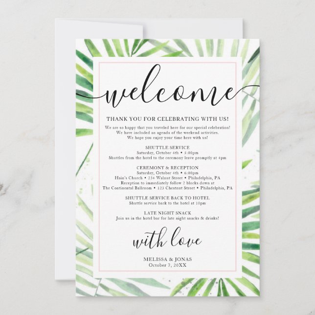 modern tropical calligraphy Invitation from the re (Front)